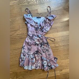 SHEIN Pale Pink Floral Wrap Dress